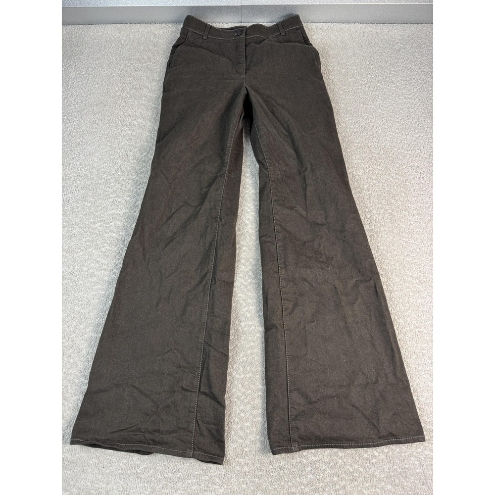 Akris Punto Pants Womens 4 Brown Wide Leg Twill Dress Pants Stretch Career